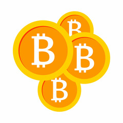 Gold coin bitcoin. Finance and money symbol. Illustration of digital bank and crypto money symbol. Exchange and payment, banking and market economy. Isolated design. Vector
