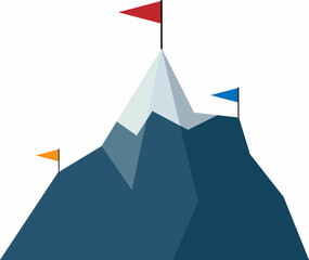 Mountain and success. Illustration of goal achievement and the concept of summit and challenge. Growth and motivation for business career and leadership. Rock climbing opportunities and victory Vector