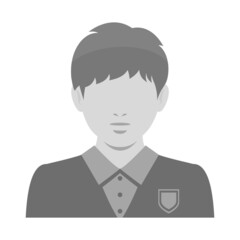 表情なしの人物 白黒のカットイラスト素材 / 制服の男の子