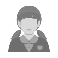 表情なしの人物 白黒のカットイラスト素材 / 制服の女の子