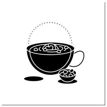 recommend clip art: Coco bomb glyph icon. Delicious dessert. Cute ball of chocolate with marshmallows filling inside. Melted inside the cup. Chocolate sweet. Filled flat sign. Isolated silhouette vector illustration
