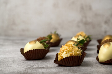 Food banner with chocolate strawberries with Place for text.Side view