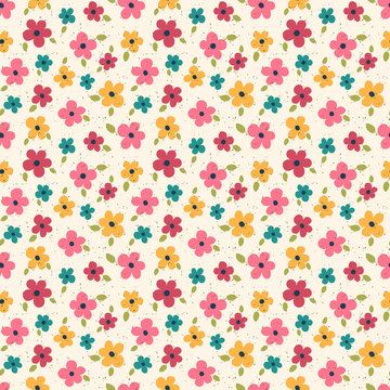 Ditsy floral seamless pattern. Vector background with flowers and.