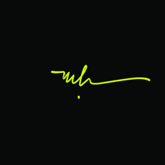 mh initial logo handwriting template vector