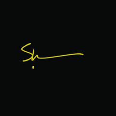 Sh initial logo handwriting template vector