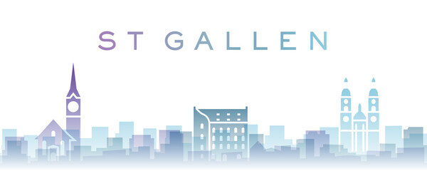 Fototapeta premium St Gallen Transparent Layers Gradient Landmarks Skyline