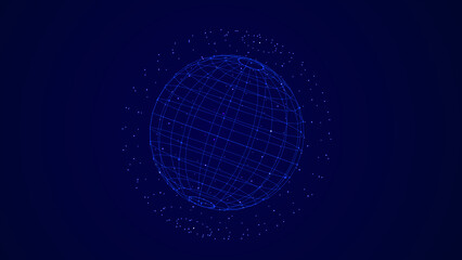 Abstract futuristic sphere with connecting dots and lines. Sphere consisting of points and lines. Vector grids of the globe. Sphere technological grid.