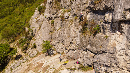 stone climbing wall in italy