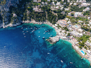 Capri Island Italy. Coast Rocks And Wonderful Cost And Cliff With Deep Blue Sea