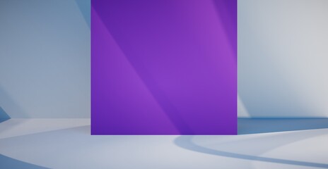 Blank colorful wall background and hard falling shadow. 3D rendering.