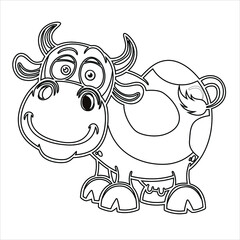 Ox coloring  page  for Kids , cow color drawing or illustration Animal , Cute  Animal Coloring 