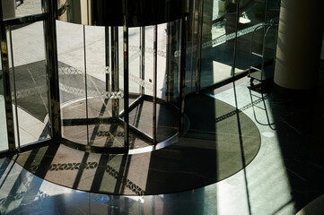 revolving doors in the lobby, entrance group inside the building
