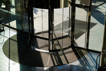 revolving doors in the lobby, entrance group inside the building