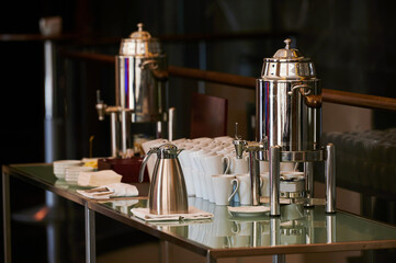 coffee set for a break at the event reception