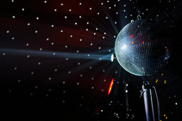 mirror ball, club light music,