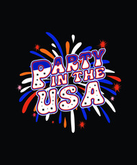 Party in the USA vector typography design