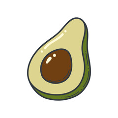 Avocado doodle outline icon. Logo organic fruit and vegetable isolated illustration.