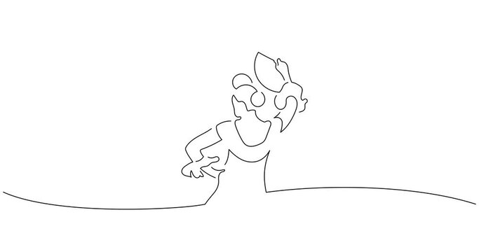 Flamenco dancer in line art animation. Video footage of a woman dancing traditional spanish music. Black linear video on white background. Animated gif illustration design.