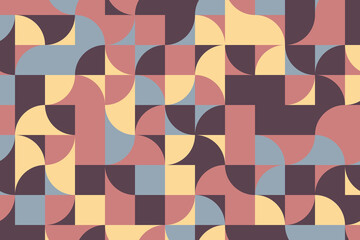 Geometric pattern with round and rectangle shapes in trendy flat autumn colors. Abstract vector background easy to edit and customize. Eps10
