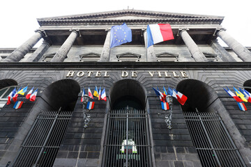The town hall, exterior view, city of Clermont Ferrand, Puy de Dome department, France