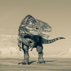 giganotosaurus is ready for some action on sunset desert © DM7