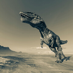 giganotosaurus is walking on sunset desert © DM7