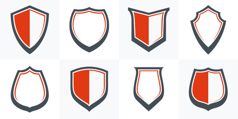 Classical shields collection vector design elements, defense and safety icons, empty and blank ammo emblems collection.