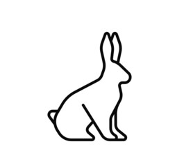 Bunny sitting line style vector illustration isolated. Outline editable stroke rabbit for Easter or Chinese new year graphic design