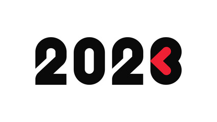 Concept holiday new year 2023 numbers with red heart inside modern style vector illustration