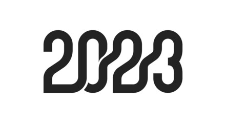 Creative modern design for holiday new year 2023 numbers continuous line vector illustration