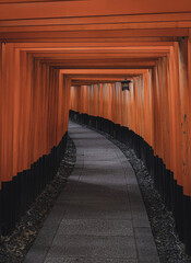The empty spiritual path of Fushimi Inari Taisha in Kyoto, Japan