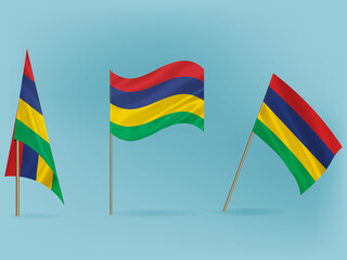 National flag of Mauritius  vector.Waving flag of Mauritius from different angle