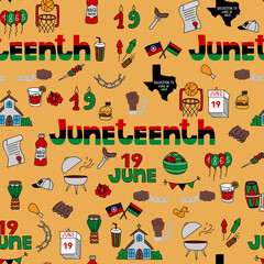 Juneteenth seamless pattern. Vector traditional background, textile, paper, fabric. Celebrate freedom