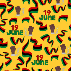 Juneteenth seamless pattern. Print for textile, wallpaper, covers, surface. Retro stylization June 19