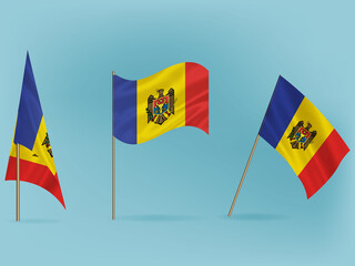 National flag of Moldova vector.Waving flag of Moldova from different angle