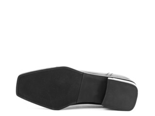 Sole for shoes, bottom view. Shoe sole close-up isolated on white background. place for text. Element of boots. Concept of production of shoe.