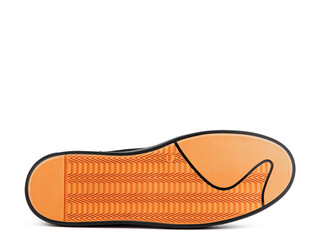 Sole for shoes, bottom view. Shoe sole close-up isolated on white background. place for text. Element of boots. Concept of production of shoe.