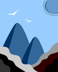 Minimalistic postcard design, mountain landscape-02