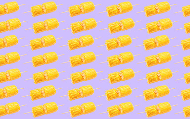 Tasty baked corn cobs on white background