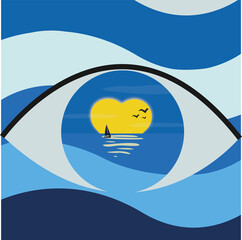 Eye vector illustration | sea sunset