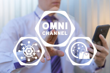 Omni channel and m-banking concept. Multichannel marketing. Omnichannel marketing strategy....