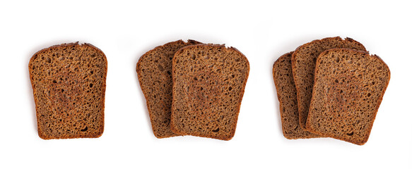 Sliced rye bread on a white isolated background