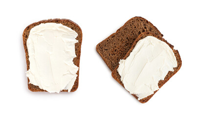 rye bread toasts with soft cheese