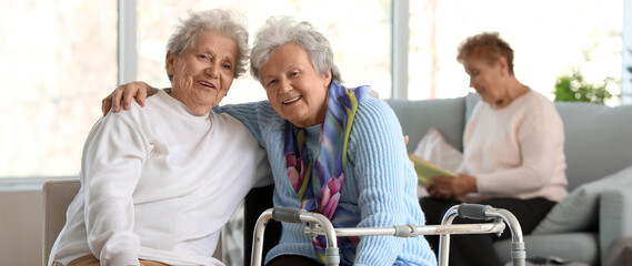 Happy senior women in nursing home