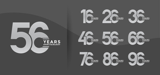 set anniversary logotype style with silver color on black background for celebration moment