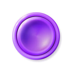 Realistic matte violet, purple button. Plastic Circle Ui component. Vector illustration for your design.