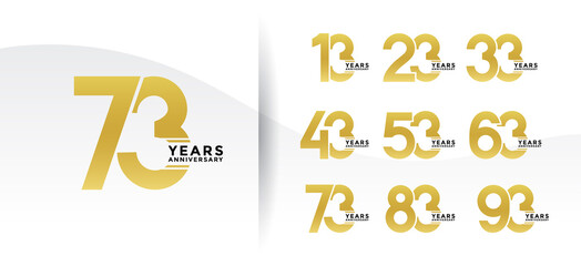 set of anniversary logotype style golden color in white background for celebration moment