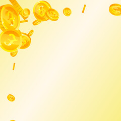 British pound coins falling. Admirable scattered GBP coins. United Kingdom money. Perfect jackpot, wealth or success concept. Vector illustration.