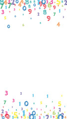 Falling colorful orderly numbers. Math study concept with flying digits. Fabulous back to school mathematics banner on white background. Falling numbers vector illustration.