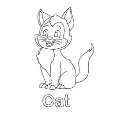 cat coloring page line art animal vector